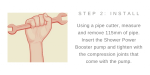 illustration of hand and wrench with text Step 2: Install