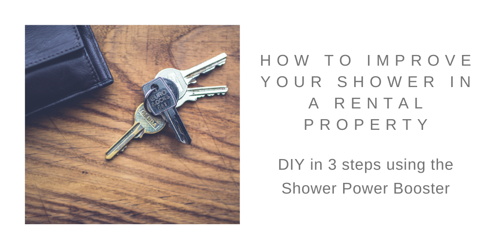 image of keys with text how to improve your shower in a rental home