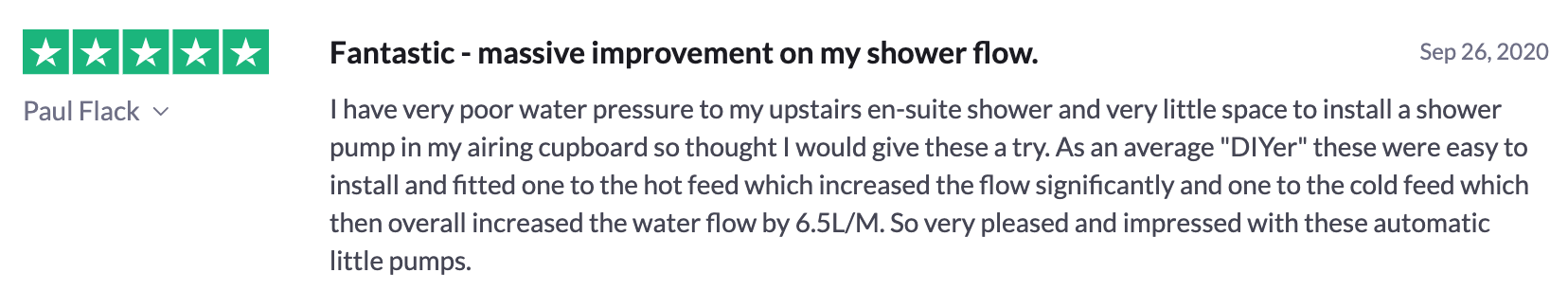 pump 5 star customer review for DIY'er