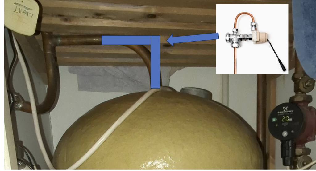 Elevated Pipework Above a Hot Water Cylinder.